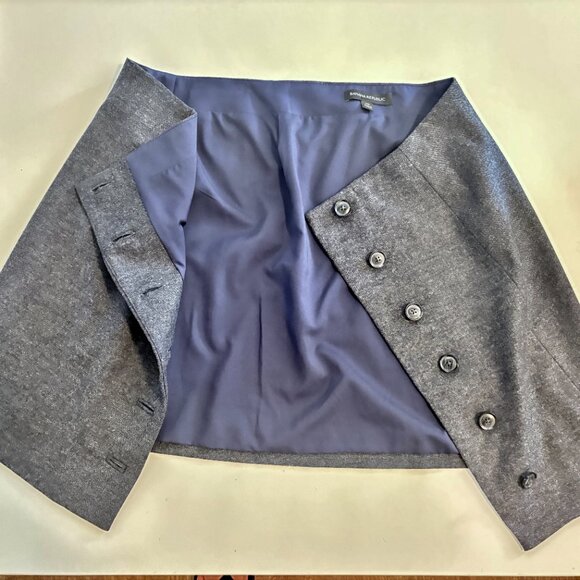 Banana Republic Wool Blend Wrap Skirt Charcoal Grey Side Button Size 10 - Picture 7 of 8